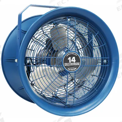 PATTERSON Mounted Fan: 14 in Blade Dia, 208 to 230/460V AC, 1/4 hp Motor HP - High-Velocity Industrial Wall-Mount Fans