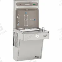 ELKAY Drinking Fountain with Bottle Filler: On-Wall, 8 gph @ 50°F, Stainless Steel, Gray (MPN VRCGRN8WSK). Key specifications — Brand: ELKAY; Housing Material: Stainless Steel; Housing Finish: Plain; Chilling Capacity: 8 gph @ 50°F; Housing Color: Gray.