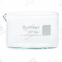 Crystallizing Dish: 40 mm Dia, 25 mm Overall Ht, No Surface Treatment, Spout, Borosilicate Glass (MPN UNCRDSH-WS-20). Key specifications — Includes: Spout; Material: Borosilicate Glass; Brand: UNITED SCIENTIFIC SUPPLIES INC; Surface Type: No Surface Treatment.