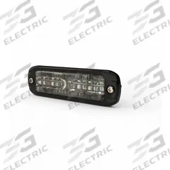 ECCO LED Directional Warrning Light: Perimeter Flashing Warning Light, White, 3/8 in Overall Wd, LED (MPN ED3801W-WWG). Key specifications — Operating Voltage: 12-24V DC; Number of Flash Patterns: 29; Includes: Mounting Hardware; Electrical Connection: Blunt Cut Wires; Mount Type: Bolt; Brand: ECCO; Shape: Rectangular.