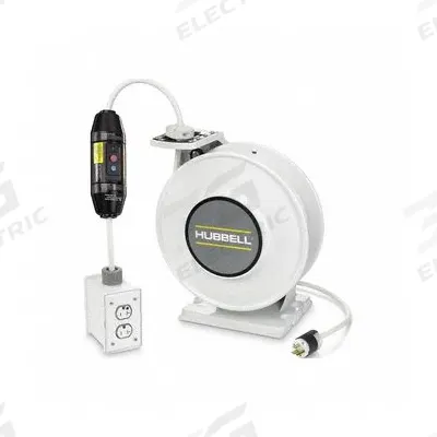 HUBBELL WIRING DEVICE-KELLEMS Extension Cord Reel: Ratchet Lock, 45 ft Cord Lg, 12 AWG, SJO - Self-Retracting Cord Reels