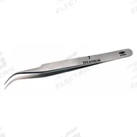 AVEN Tweezers: Titanium, Point, Curved Tip, 0.53 mm Tip Thick (MPN 18072TT). Key specifications — attr1002355: Titanium; attr1002345: AVEN; attr1002348: Titanium; attr1002358: Smooth; attr1002361: 7; attr1024781: Standard.