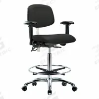 ESD/Cleanroom Task Chair: Vinyl, Arms Included, Ht Range 26 1/4 in to 36 in, 19 in Seat Wd, Adj (MPN BR-NECR-HBCH-CR-T0-A1-CF-EC-ESDBLK). Key specifications — Foot Support: Yes; Back Tilt Backward: 13.5°; Back Tilt Forward: 10.5°; Base Material: Aluminum; Brand: APPROVED VENDOR; Product Type: Cleanroom Task Chair; Cleanroom Class: ISO 5; ESD-Safe: ESD-Safe.