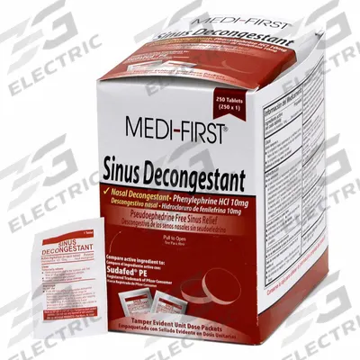 MEDI-FIRST Sinus and Allergy Reliever: Phenylephrine HCl, 250 Individual Doses, Unflavored - Nasal Decongestants