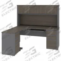 BESTAR L-Shaped Office Desk: Bark Grey/Slate, 71 1/8 in Overall Wd, 62 3/4 in Overall Dp (MPN 99852-000047). Key specifications — Color: Bark Grey; Desktop Color: Slate; Material: Particle Board; Product Material: Laminate Particle Board.