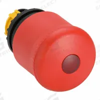 EATON Contact Block: Illuminated, Mushroom Head Profile, Non-Metallic, 22 mm, 2NC (MPN M22-PVL-K02-230R). Key specifications — Brand: EATON; Action: Maintained; Series: M22; Push Button Material Type: Non-Metallic.