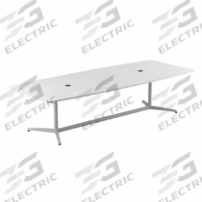 BUSH BUSINESS FURNITURE Conference Table: Boat, Laminate/Wood, White, 119 in Overall Lg - Boat Conference Tables