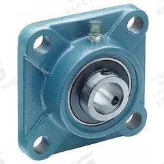 TRITAN 4 Bolt Flange Bearing: Radial Ball, 1 in Bore, Cast Iron, Set Screws, 3 3/4 in Lg, Square (MPN SBF205-16G). Key specifications — Bore Type: Cylindrical; Brand: TRITAN; Lubricant Material: NLGI #2 Equivalent; Mounting Bolt Size: 7/16 in; System of Measurement: Inch.