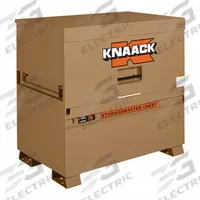 KNAACK Piano-Style Jobsite Box: 48 in W x 30 in D x 49 in H, 38.2 cu ft, Tan (MPN 79-KL). Key specifications — attr1116233: Tan; attr1116253: KNAACK; attr1222022: Includes Proprietary Recessed Padlock.