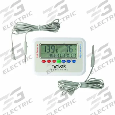 TAYLOR Thermometer: -40°F to 221°F /-40°C to 105°C, ±1.8°F - Desk & Wall Mount Meters with Cabled Sensors