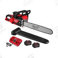 MILWAUKEE Battery-Powered Chainsaw: 20 in Bar Lg, Rear Handle, Auto Chain Oiler, 18 V, 70 cc (MPN 2827-22). Key specifications — Brand: MILWAUKEE.