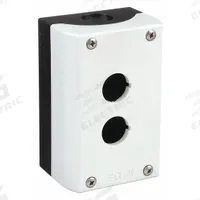 EATON Push Button Enclosure: 22mm, 2 Holes, Non-Metallic, NEMA 13/4X (MPN M22-I2-PG). Key specifications — Brand: EATON; Environments & Applications: Oil-Tight and Dust-Tight.