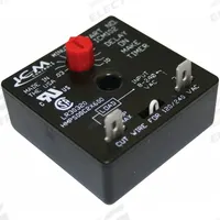 Time Delay Relay: On Delay, Delay On Make Relay, 1.5 sec to 600 sec, 18 to 240V AC, 1.5 A, 2 Pins (MPN ICM102B). Key specifications — Adjustment Method: Knob; Brand: ICM; Mounting Style: Surface.