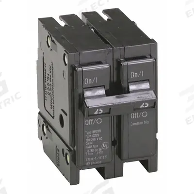 EATON Circuit Breaker: 25 A, 120/240V AC, Single Phase, 10kA at 120/240V AC - BR & BD Series