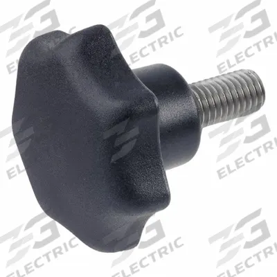 JW WINCO Plastic Hand Knobs w/Stainless Stud - 7-Arm Knobs with Threaded Stud