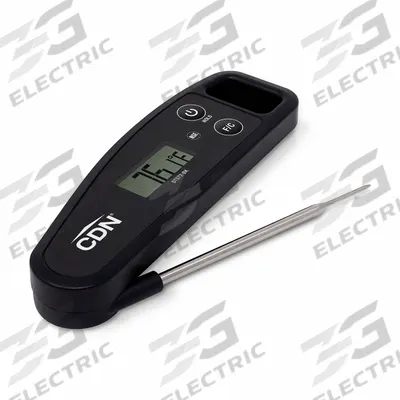 CDN Folding Thermometer: Kitchen, LCD, 5 1/16 in Overall Lg, Metal Detectable - Digital Thermometers for Food