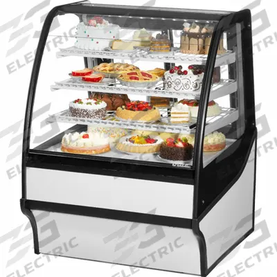 TRUE REFRIGERATION Refrigerated Merchandiser: 49 1/8 in x 36 1/4 in x 39 in, White - Curved Glass Display Refrigerator Merchandisers