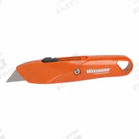 WESTWARD Utility Knife: 6 in Overall Lg, Steel Std Tip, Plain, Metal, Orange, Tools Needed (MPN 5MW90). Key specifications — attr307837: Tools Needed; attr307830: Steel Standard Tip; attr307833: Orange; attr307831: Plain; attr307832: Metal; attr324891: WESTWARD.