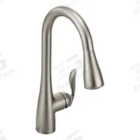 MOEN Gooseneck Kitchen Faucet: Arbor, Brass, Single-Post, Deck, 1 Mounting Holes, 1.5 gpm Flow Rate (MPN 7594SRS). Key specifications — Series: Arbor; Brand: MOEN.