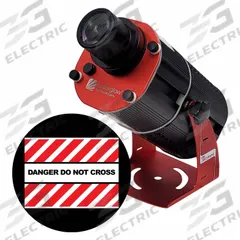 LASERGLOW TECHNOLOGIES Fixed Image Projector: Projector, Lens and Image Template, Red/White, 80 W (MPN HSV8F126X). Key specifications — Brand: LASERGLOW TECHNOLOGIES; Includes: Power Supply; Laser Color: White; Watts: 80 W; Legend/Background Color: Danger Do Not Cross; Manufacturer Part Number: HSV8F126X; Product Type: Projector, Lens and Image Template.