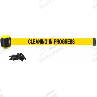 BANNER STAKES Magnetic Wall Mount Barrier: Magnet, 15 ft Belt Lg, Maint & Cleaning Messaging - Magnetic-Mount Retractable Belt Barriers