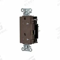 HUBBELL Receptacle: Decorator Duplex, 5-20, Brown, 125V AC, 20 A, 2 Pole / 3 Wire (MPN DR20STTR)