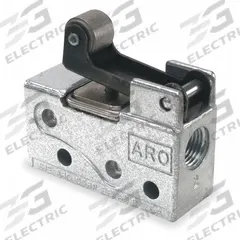 ARO Manual Air Control Valve: 200, Three-Way / Two-Position, Roller, Black, 7.5 scfm Flow Rate - Max (MPN 202-C). Key specifications — attr1092903: Black; attr1086905: Spring Return; attr1086907: 200; attr1086914: Normally Open/Normally Closed; attr1086904: Manual Air Control Valve; attr1086871: 202-C.