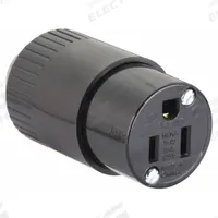 HUBBELL Straight Blade Connector: 5-15R, 125V AC, 15 A, 2 Pole, 3 Wire, Black (MPN 515C)
