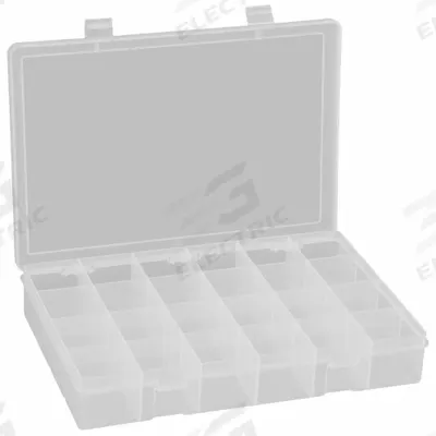 DURHAM MFG Compartment Box: 9 in x 13 1/8 in x 2 3/8 in, Clear, 24 Compartments - Small Parts Compartmented Boxes with Fixed Dividers