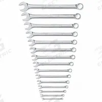 GEARWRENCH Combination Wrench Set: Alloy Steel, Full Polish Chrome, 15 Tools, Std, 12-Point Box End (MPN 81918). Key specifications — attr309520: Full Polish Chrome; attr309519: Alloy Steel; attr324929: GEARWRENCH; attr309522: No; attr309533: Yes.