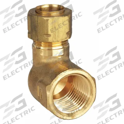 PARKER Compression Fitting Elbow: 1/2 in OD x 1/2 in Pipe Fitting Size, Compression x FNPTF - Self-Aligning Brass Compression Fittings