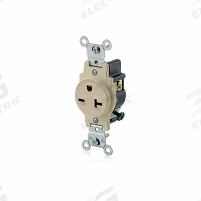 LEVITON Receptacle: Single, 6-20, Ivory, 250V AC, 20 A, 2 Pole / 3 Wire (MPN 5821-I) - General Purpose Receptacles