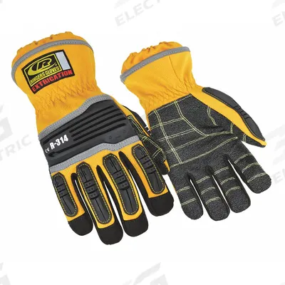 RINGERS GLOVES Mechanics Gloves: 3XL ( 13 ), Yellow, Aramid Palm, Extended Cuff - Rescue & Extrication Gloves