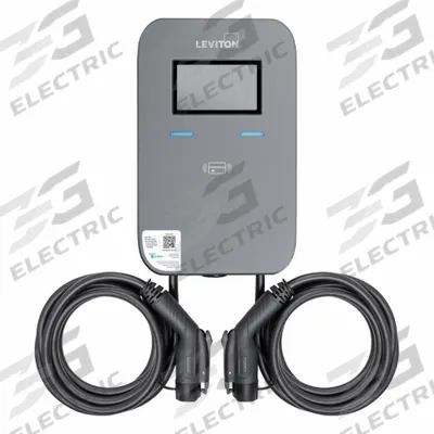 LEVITON Electric Vehicle Charging Station: Level 2, Pedestal Mount/Wall Mount, 2 Charging Ports - Wall Mount Electric Vehicle Charging Stations