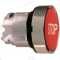 SCHNEIDER Flush Push Button: Red, 22 mm Mounting Size, Metallic, Momentary (MPN ZB4BA434). Key specifications — Brand: SCHNEIDER; Action: Momentary; Legend: Stop; Series: XB4; Push Button Material Type: Metallic.