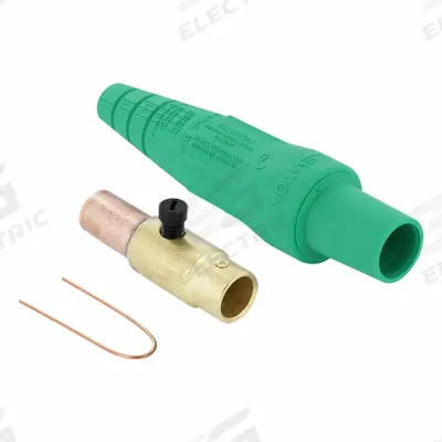 LEVITON Single Pole Inline: Female, Green, 600V AC/600V DC, 400 A, Crimp Tube Termination - Plugs with Crimp Tube Terminations