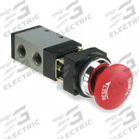 ARO Manual Air Control Valve: MaxAir, Three-Way / Two-Position, Button, Red, 26 scfm Flow Rate - Max (MPN M252HS-15). Key specifications — attr1092903: Red; attr1086905: Detent; attr1086907: MaxAir; attr1086914: Normally Open/Normally Closed; attr1086904: Manual Air Control Valve; attr1086871: M252HS-15.