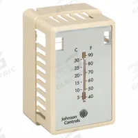 Thermostat Cover: For Johnson Controls T-4000, Grainger Sku(s) 20RF82/38Y183/38Y184/42C193 (MPN T-4756-1739). Key specifications — Accessory Type: Thermostat Cover; Compatible Brand and Series: Johnson Controls T-4000; Compatible Grainger Part Number: 20RF82; Includes: Cover with Thermometer, (2) Setpoint Windows, and Logo; Mounting Direction: Vertical; Color: Beige; Color/Material: Beige, Plastic; Material: Plastic.
