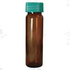QORPAK Vial: 20 mL, Includes Closure, Thermoset, 27.75 mm Body Dia, Square, Amber, Sample (MPN GLC-06001). Key specifications — Body Color: Amber; Screw Closure Size: 24-400 mm; Brand: QORPAK; Bottom Shape: Square; Self-Standing: Self-Standing.
