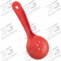 CARLISLE Portion Control Spoon: 2 oz Capacity, Acetal, Perforated, Red, NSF Certified, Acetal, Red (MPN 496205). Key specifications — Manufacturer Part Number: 496205; Color: Red; Material: Acetal; NSF Certified: Yes; Perforated/Solid: Perforated; Product Type: Short Handle Measure Miser; Brand: CARLISLE.