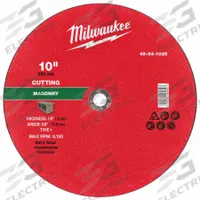 MILWAUKEE Cut-Off Wheel: Type 1, 10 in x 1/8 in x 5/8 in, Silicon Carbide, 30 Grit (MPN 49-94-1925). Key specifications — Brand: MILWAUKEE.