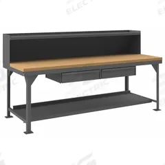 DURHAM MFG Workbench with Riser: Fixed Ht, Maple, 96 in x 36 in, 12,000 lb Overall Load Capacity (MPN HDWBMT3696RS2DR95). Key specifications — Brand: DURHAM MFG.