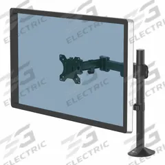 FELLOWES Monitor Arm: Black, Aluminum/Plastic, Clamp/Grommet Mount, 18 lb Wt Capacity (MPN 8502501). Key specifications — Features: Easily Adjust Monitor Height and Depth; Material: Aluminum; Brand: FELLOWES; Product Type: Monitor Arm; Mount Mechanism: Clamp/Grommet; Color: Black.