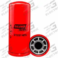 BALDWIN FILTERS Hydraulic Filter: Hydraulic Fluid, 1 1/2"-16 Thread Size, Spin-On, Cellulose (MPN BT8397-MPG). Key specifications — Media Material: Cellulose; Brand: BALDWIN FILTERS; Compatible Fluid Type: Hydraulic Fluid; Compatible Vehicle Make: John Deere; Includes: Integral Gasket; Thread Size: 1-1/2"-16.