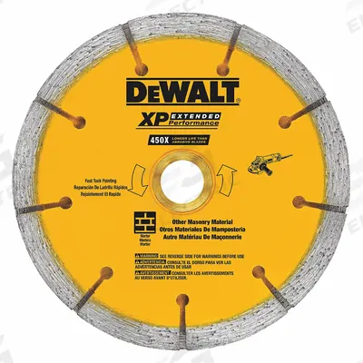 DEWALT Diamond Saw Blade: 6 in Blade Dia., 7/8 in Arbor Size, Dry, For Angle Grinder - Tile-Cutting Blades