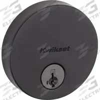 KWIKSET Single Cylinder Deadbolt: Cylindrical, 1 3/4 in Door Thick - Max, Black (MPN 258-RDT-514-SMT-6AL-STRKP). Key specifications — ADA Compliant: Yes; Brand: KWIKSET; Finish: Flat Black Coated; Includes Core: Core Included.