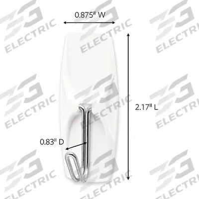 COMMAND Hook: 2 lb Wt Capacity, 1 Points per Hook, White, 2 5/32 in Overall Ht - Adhesive-Backed Utility Hooks