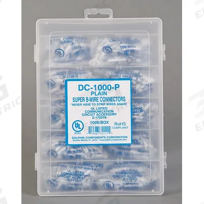 DOLPHIN COMPONENTS CORP Insulation Displacement Connector: 1 Ports, White, 300 V - Single-Port Run Tap Wire Connectors