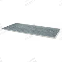 DENIOS Sump Insert Decking: 96 in x 42 in, Sump, 11 ga Decking, 6,900 lb Load Capacity, Blue (MPN K38-1160). Key specifications — Finish: Zinc-Plated; Brand: DENIOS; Material: Steel; Decking Edge: Sump; Color: Blue.