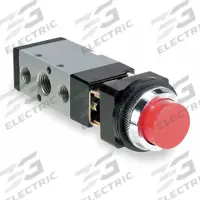 ARO Manual Air Control Valve: MaxAir, Four-Way / Two-Position, Button, Red, 26 scfm Flow Rate - Max (MPN M212HS-11). Key specifications — attr1092903: Red; attr1086905: Spring Return; attr1086907: MaxAir; attr1086914: Normally Open/Normally Closed; attr1086904: Manual Air Control Valve; attr1086871: M212HS-11.